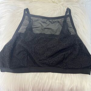 Aerie Unpadded Wireless Elegant Black Lace Mesh Bra Bralette Size XL